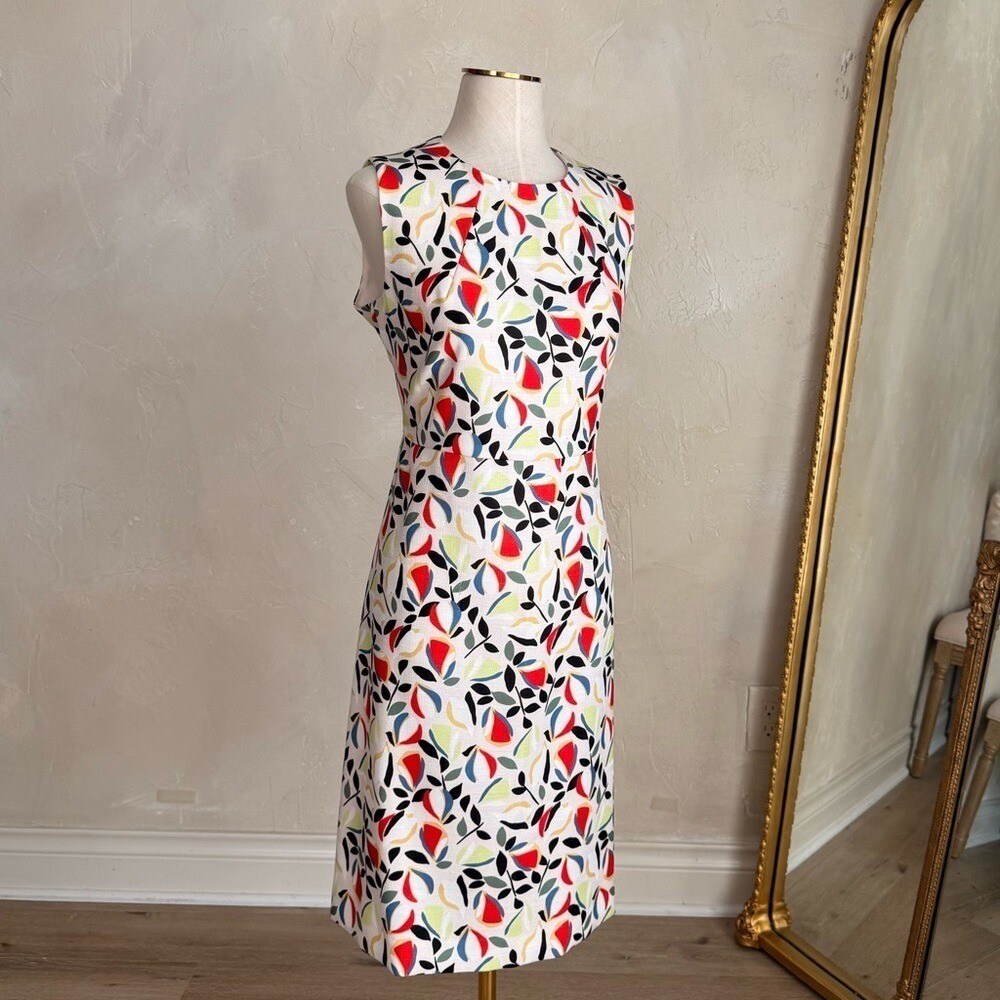 Anne Klein NWT Abstract Floral Sheath Dress Wheat Tomato Combo Size 10 10636342